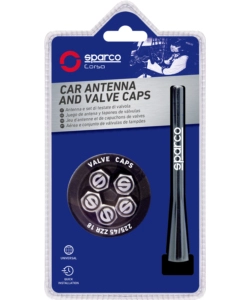 ANTENNA CON VITI E TAPPI VALVOLA PNEUMATICI AUTO SPARCO "SPC1417" IN ALLUMINIO